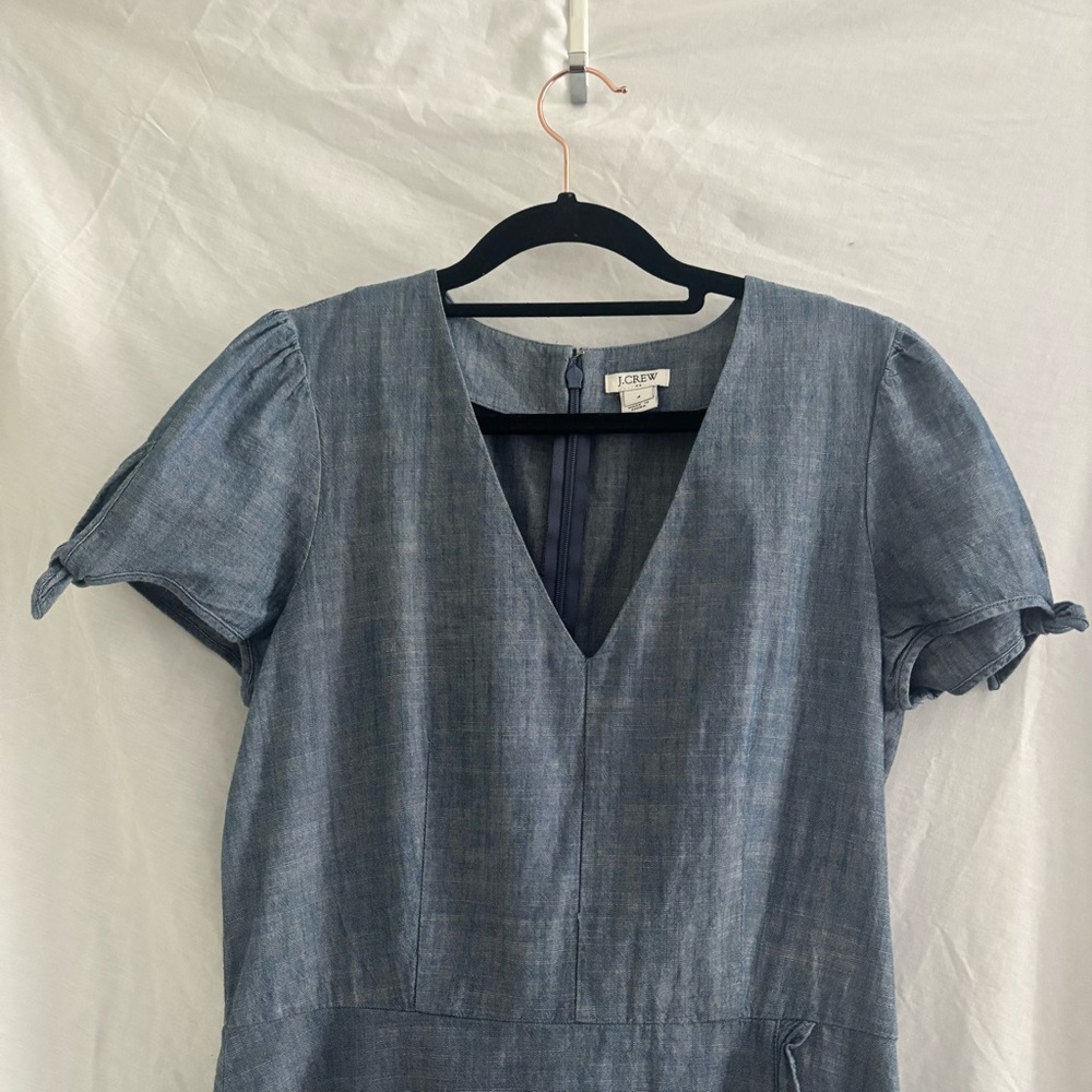 J. Crew Light Denim V-Neck Dress, Size 4 - Picture 4 of 11